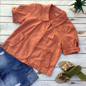 Sashimi Short Sleeve Linen Blend Jacket / Top